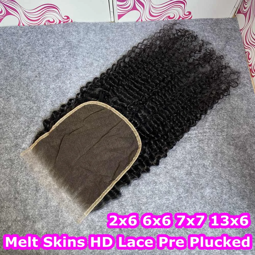 Deep Curly 13x4 13x6 Real Invisible HD Lace Frontal Only Pre plucked Natural Hairline 5x5 6x6 7x7 Invisible HD Lace Closure Only