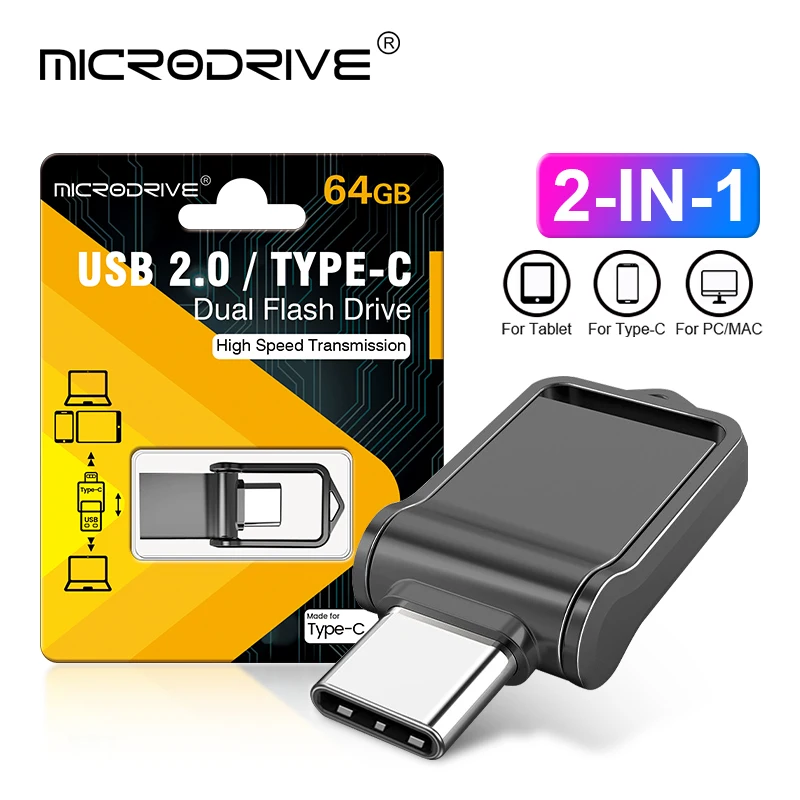 Memoria USB 2 en 1 Mini OTG Tipo C, memoria USB 2.0 de 16 GB, 32 GB, 8 GB, tarjeta flash USB de 128 GB, 256 GB, 512 GB, memoria USB tipo C, envío gratuito