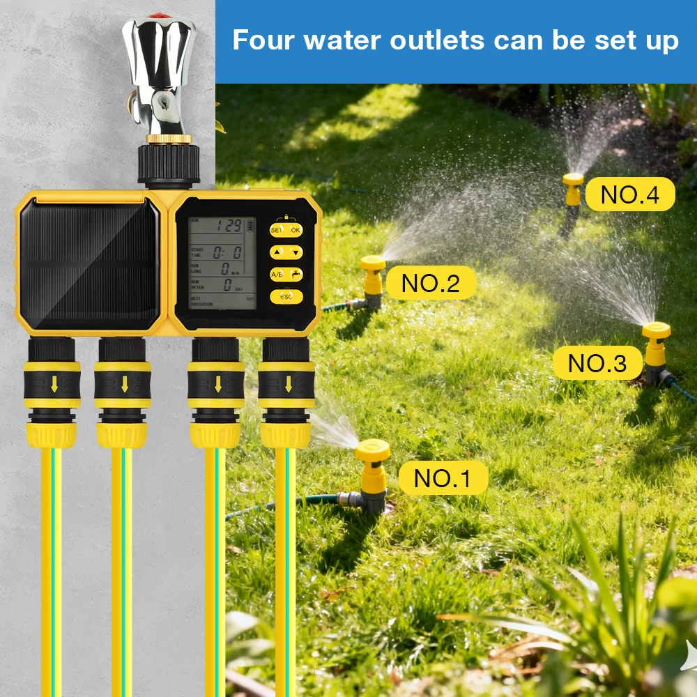 1/2/4 Ausgänge Garten-Solar-Bewässerungstimer Solar-WLAN-Smart-Wassertimer Unabhängige Steuerung Automatisches Bewässerungssystem IPX6 – Detail 31