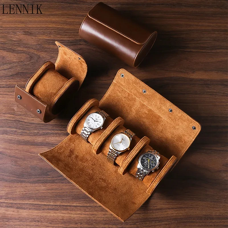 

Factory 3-Slot Watch Roll Travel Case Portable Vintage Leather Watch Display Case Watch Storage Box Watch Organizers of Men Gift