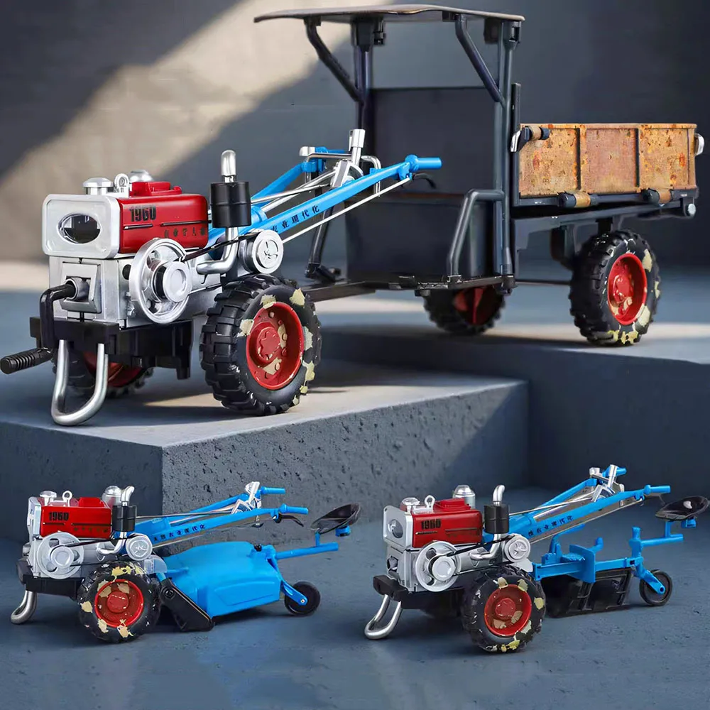1:24 Tractors Cars Models Miniature Toys Alloy Diecast Light Sound Slide Forward Agricultural Walking Tractor Child Adult Gifts