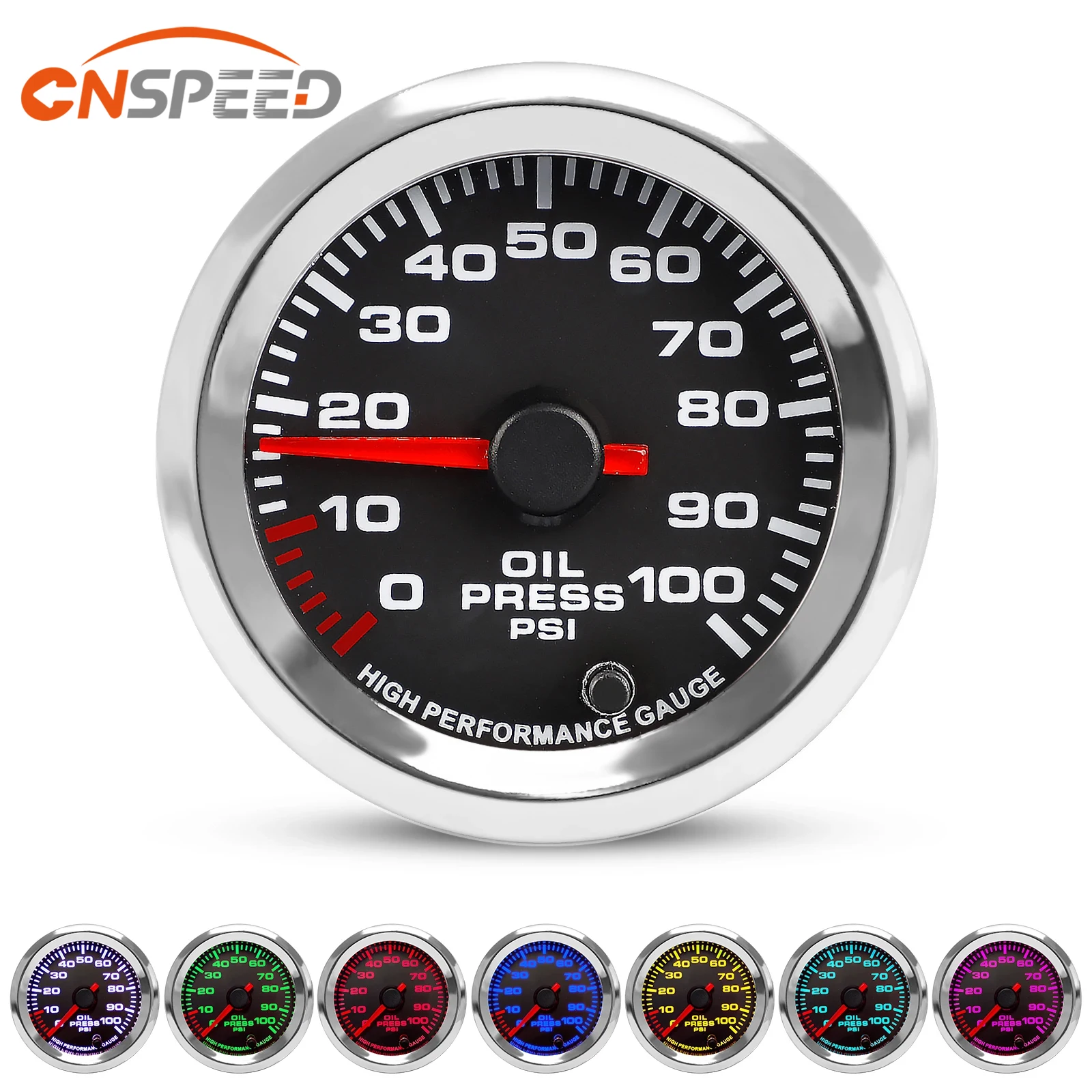 

Маслометр CNSPEED 2 дюйма, 52 мм, 12 В, из АБС-стали и стекла, 0-100psi, 7 цветов, указатель давления масла с шаговым двигателем для автофургона