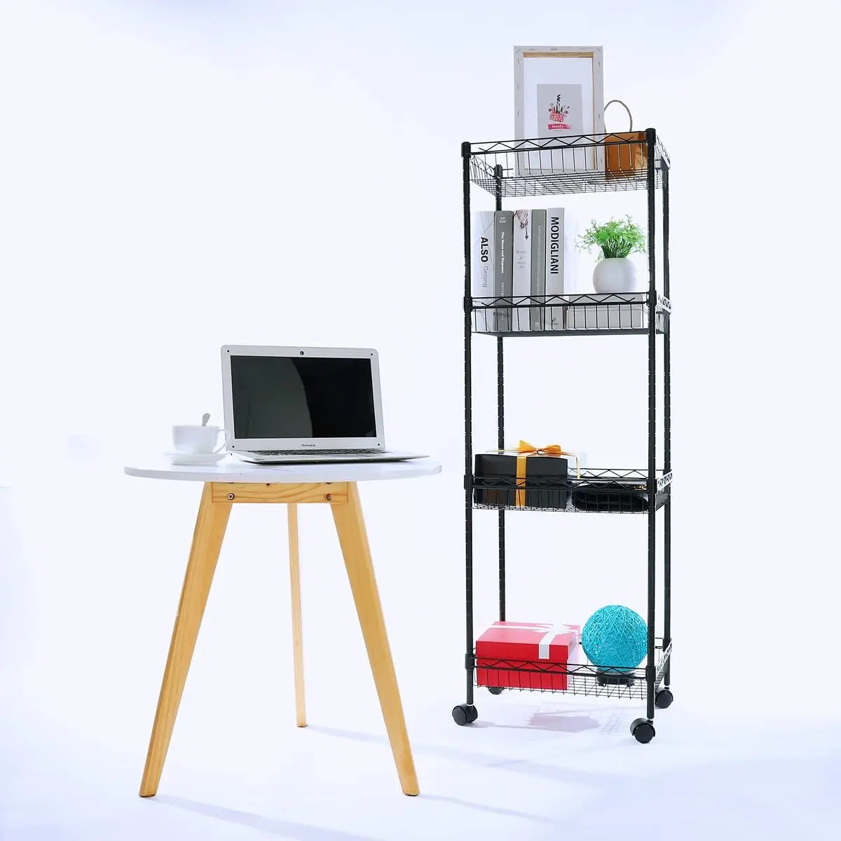 Regiller 4-Tier Metal Wire Storage Shelving Rack With Baskets, Adjustable Corner Shelf Organizer For Laundry Bathroom Kitchen 3
