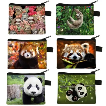 Divertente bradipo lento / panda rosso / portamonete con stampa panda donne portafogli animali kawaii soldi portamonete chiave auricolare portamonete regalo 1