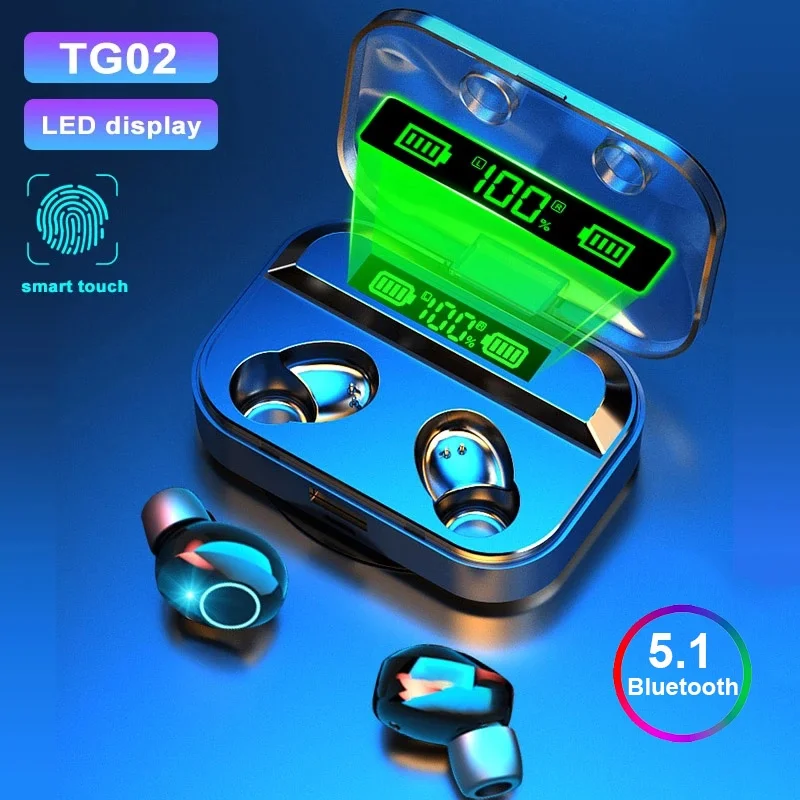 

TWS-наушники TG02 с поддержкой Bluetooth и ЖК-дисплеем