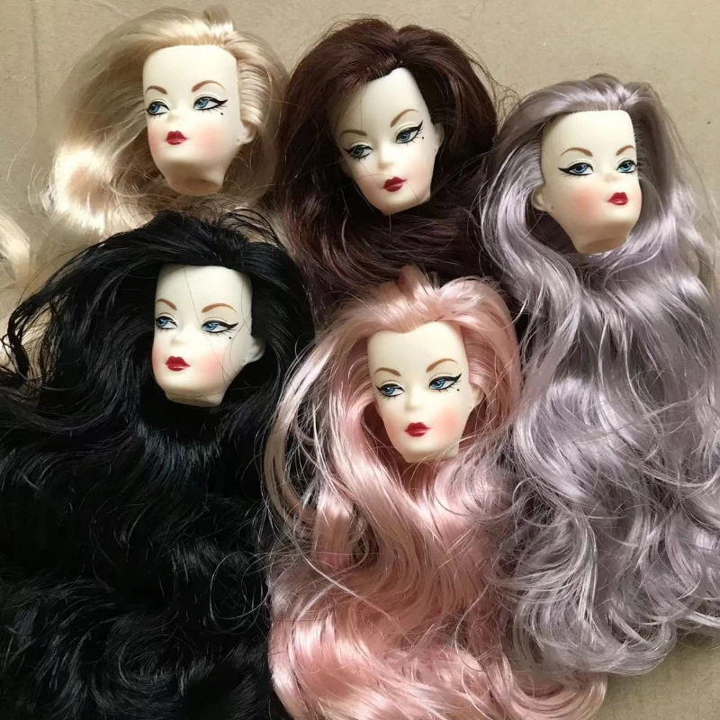 1 Pieces Head with Long Curl Hair 1/6 Doll Parts Girl Collection Gift Figures DIY Doll Accessories 2