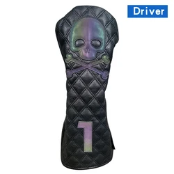 Golf Headcover Set - Skull Design, PU Leather, Waterproof, Soft & Durable (Black for Driver A)
