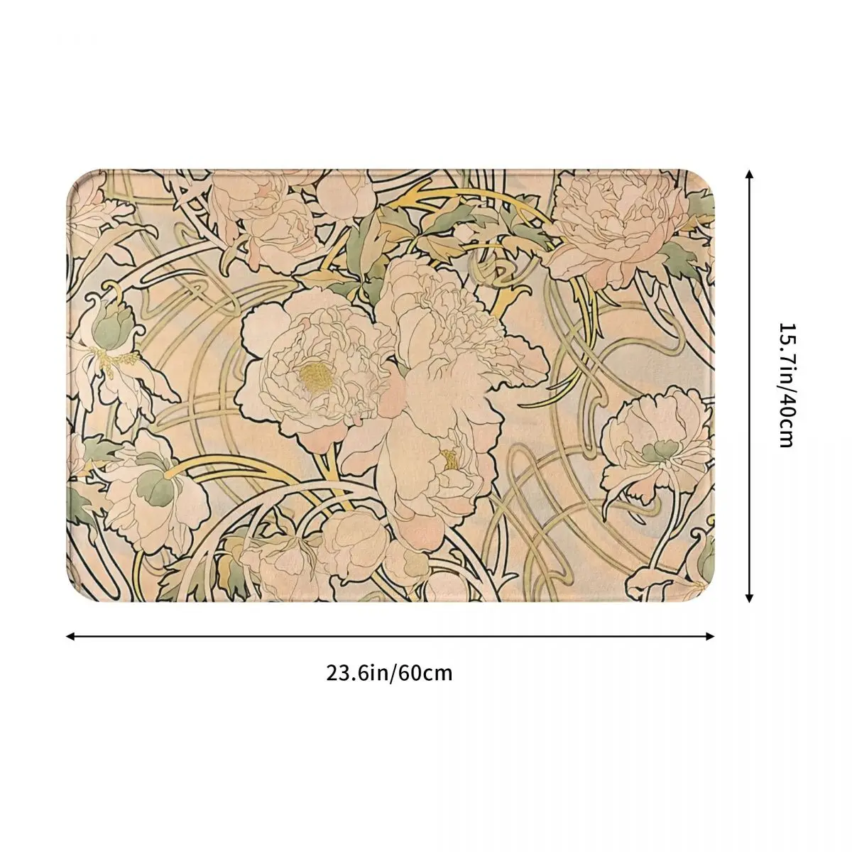 Swirl Pattern Non-slip Doormat Alfonse Mucha Art Nouveau Peonies Bath Kitchen Mat Prayer Carpet Indoor Pattern Decor 2