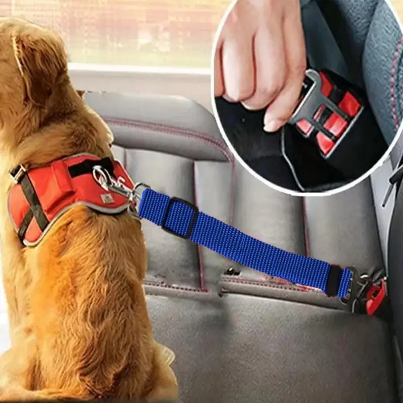 Dog Auto Car Safety Belts Pet Car Harness Adjustable Strap Buckle Clip Seatbelt Easy Control Vehicle Seat Belt Attachment Pet Harness Leash Set Pet Harness Set Pet Leash Set Dog Seatbelt Leash