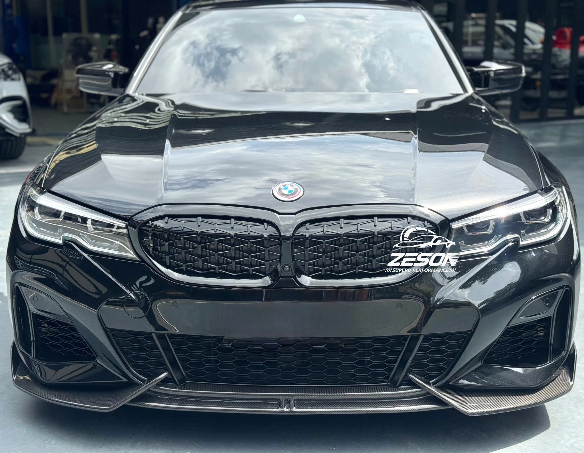 고품질 ADR 스타일 카본 파이버 프론트 립 (BMW 3 시리즈 G20 G28 프리 LCI 신형 업그레이드 AD 프론트 범퍼 세퍼레이터 액세서리)