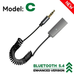 Wireless Bluetooth Car Audio Receiver with USB and 3.5mm AUX - High - Fidelity Sound and HD Microphone (BT5.4 Model C)