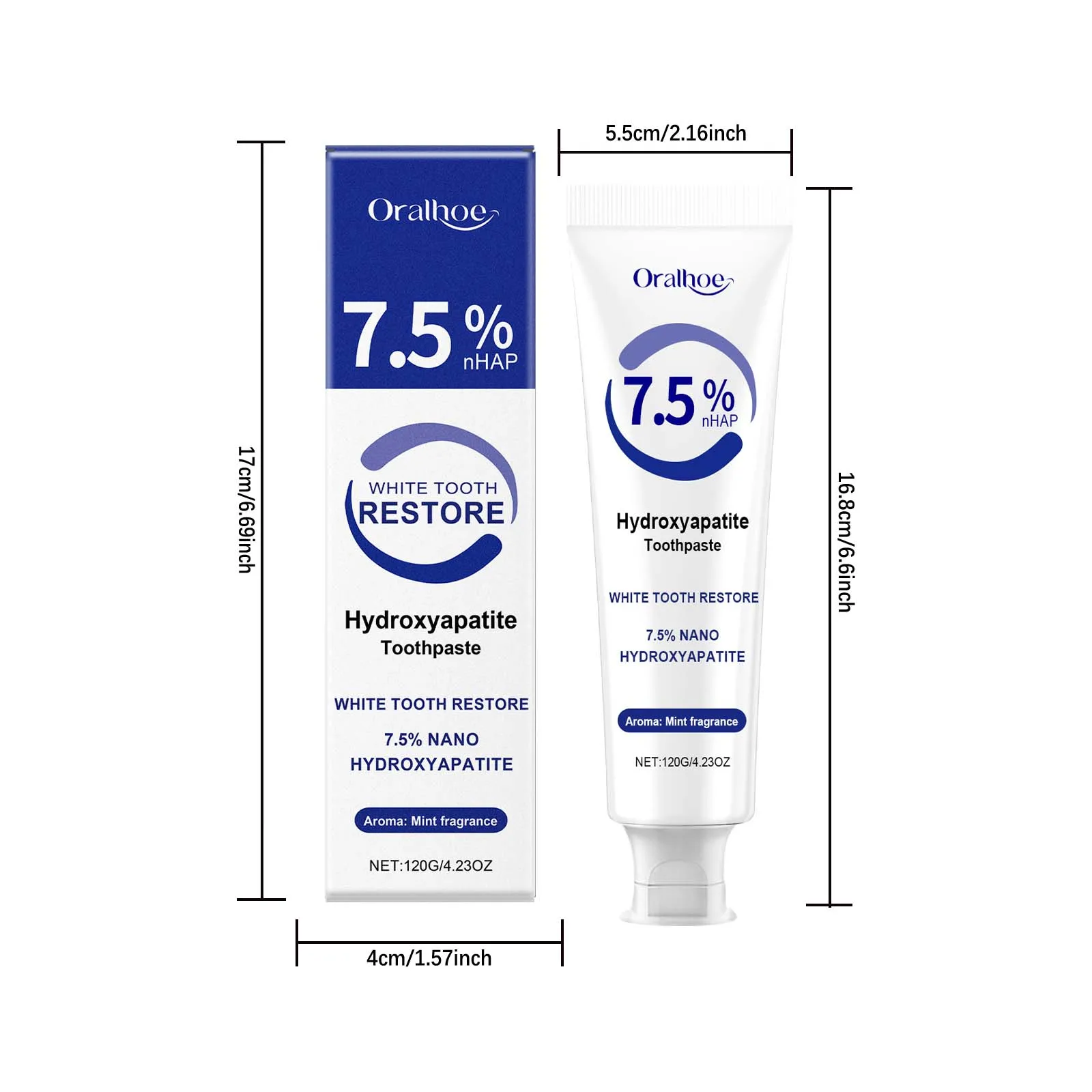 משחת שיניים הידרוקסיפטיט עדינה להסרת כתמים מנטה, משחת שיניים להסרת שיניים צהובות, ניקוי שיניים, טיפוח פה טרי 120 גרם
