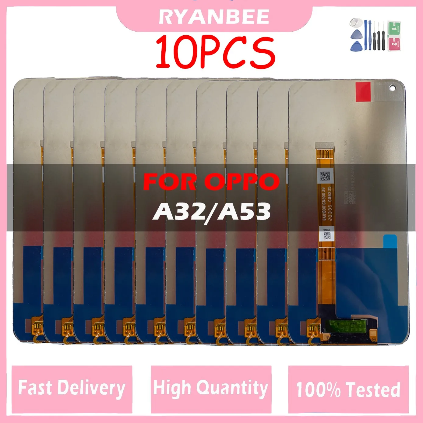 

10Pcs 100% Tested Original New LCD For OPPO A32 A33 A53 A53s 6.5inch LCD Screen Display Digitizer Assembly Replacement No Frame