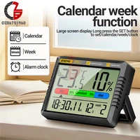 Thermomètre à Air numérique LCD, hygromètre, température intérieure et extérieure, humidité, horloge thermohygromètre électronique industrielle 2