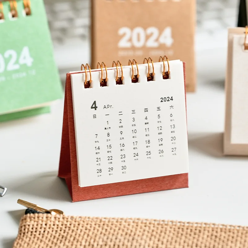 English Solid Color Mini Desk Calendar Creative Office Decoration Desktop Calendar Daily Memo Study Plan desk calendar