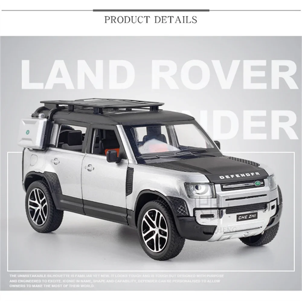 

Модель автомобиля Defender Land Rover 1:24, литая металлическая Игрушечная модель SUV из сплава, модель автомобиля, имитация автомобиля, игрушки для детей, подарки, коллекция