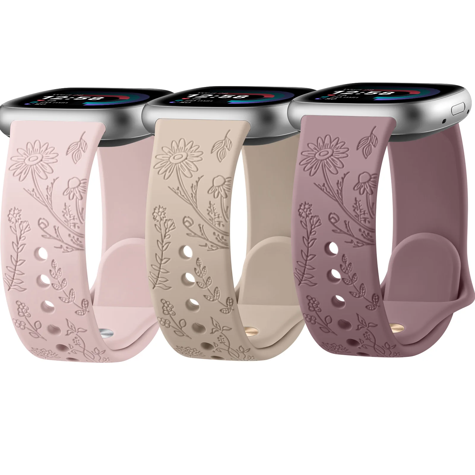 Soft Silicone Flower Engraved Watch Strap Bracelet