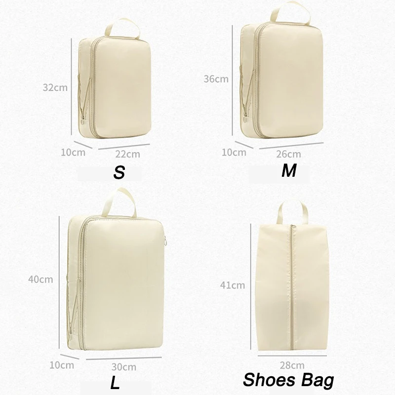 4Pcs/Set Travel Storage Bag Travel Compression Bag Luggage Organizer Zipper Pouch Packing Cubes For Business Trip Unisex