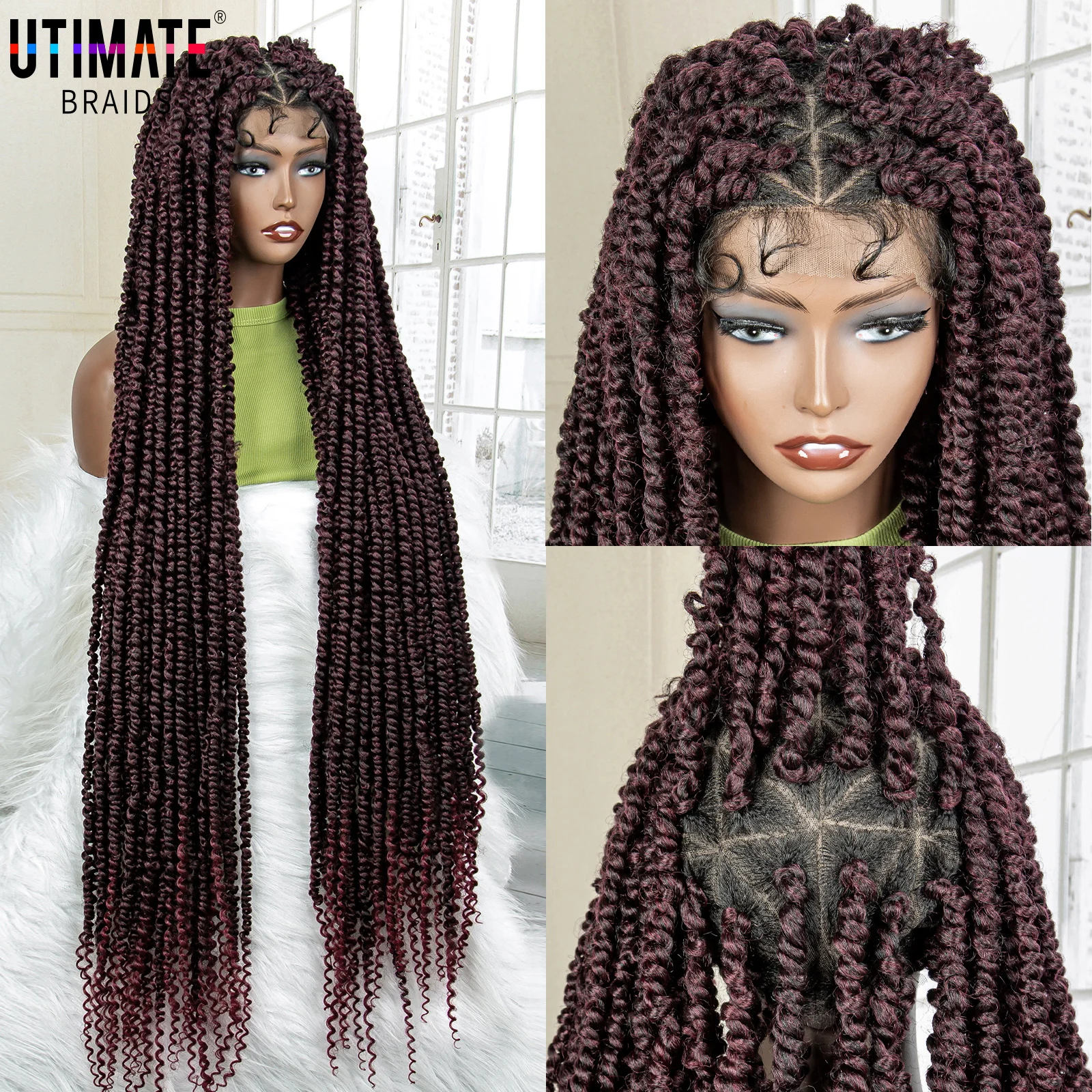 

Synthetic Hair Wig Synthetic Braid Wig Braided Wigs with Baby Hair 40 Inches Braids Full Lace Wig African Dreadlocks Wig Women