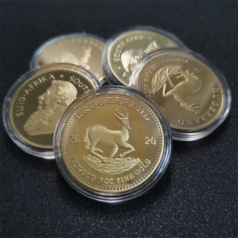 South Africa Saudi Africa Krugerrand 1OZ Gold Coin Paul Kruger Token Value Collectible Coins 100pcs set 25mm color plastic chips reward coins no face value chip coin for board games token coins