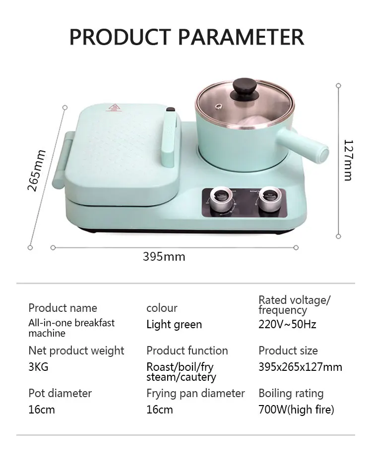 3-in-1 Multifunctional Breakfast Sandwich Maker Electric Toaster Oven for Coffee Sandwiches Cake US for Household Outdoor Use