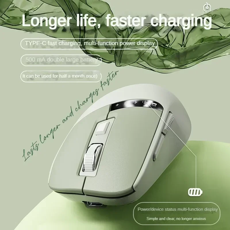 EWEADN Q2 2.4G Wireless Bluetooth Dual-mode Mouse 1600PDI Rechargeable Silent Mouse With Display For Laptop Office Home