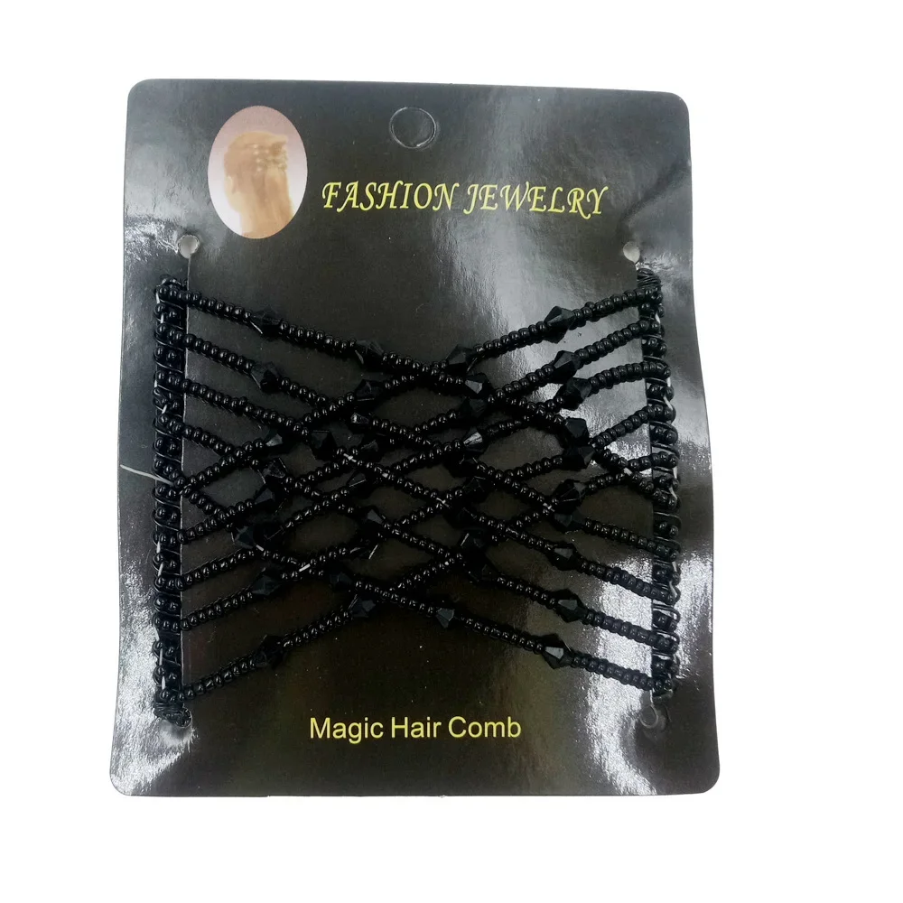 Vintage Black Elastic Hair Comb Clip for Women - Creative Korean Styling Headwear