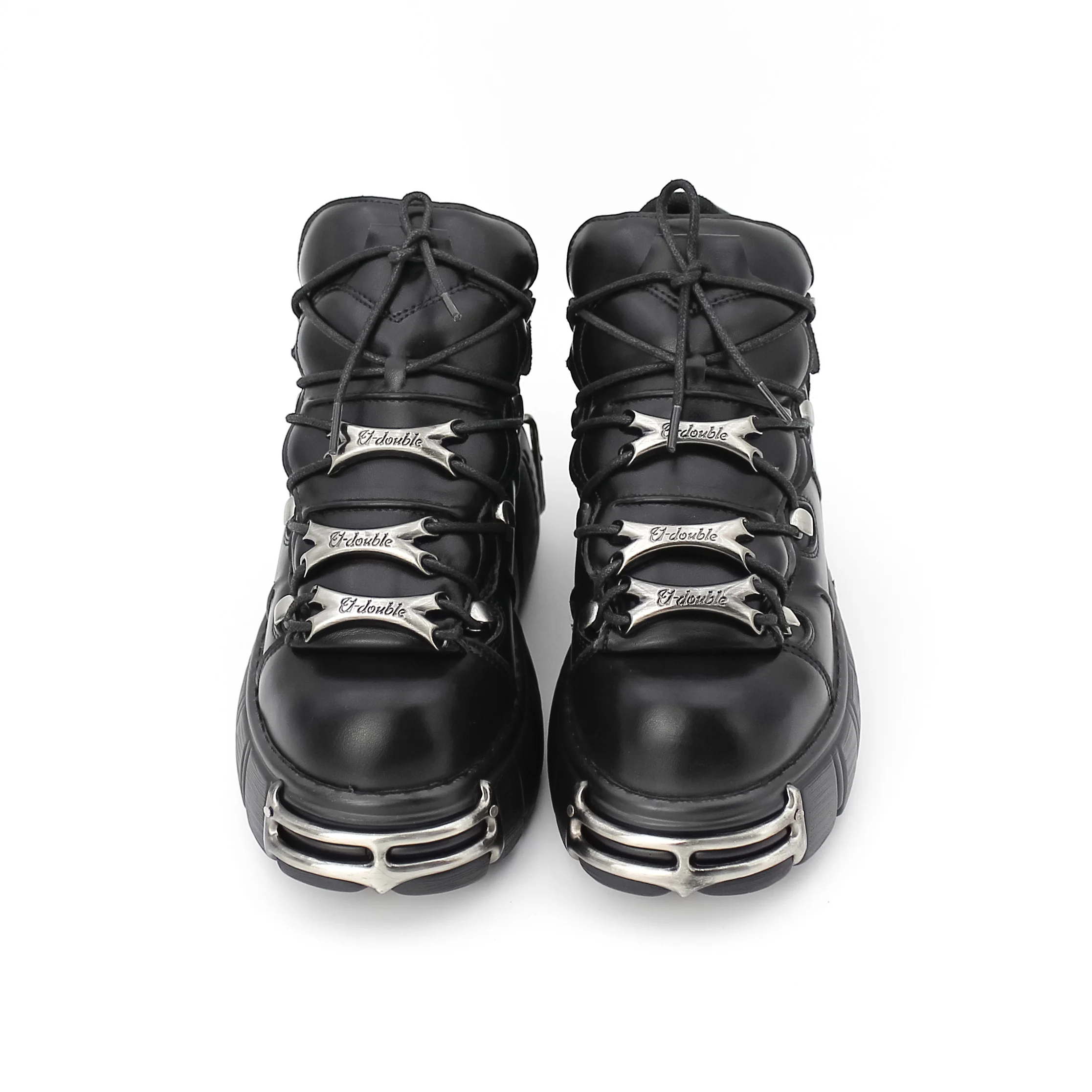 U-DOUBLE Brand Punk Style Women Shoes Lace-up heel height