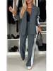 Autumn And Winter New Long Sleeves Suit Women's Suit Fashion Pimp Stitching Pants Pocket Female Office Blazer 2 Piece Set 2024 3
