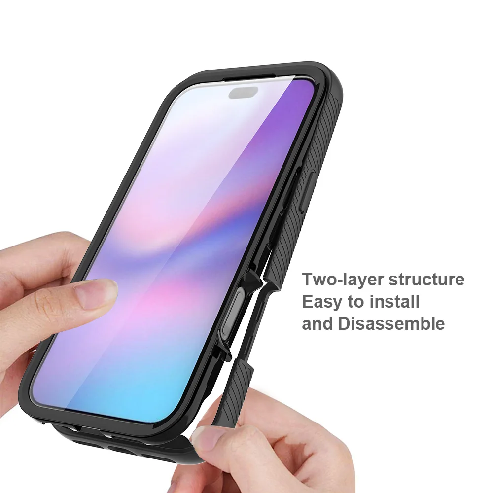 Rugged Hybrid 360 Full Body Case with Screen Protector and Dustproof Transparent Cover