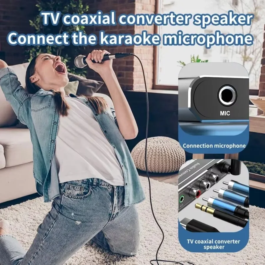 HIFI Bluetooth Audio Receiver DAC Coaxial Digital To Analog Converter 3.5mm AUX RCA Mic U-Disk Jack Stereo Wireless Adapter