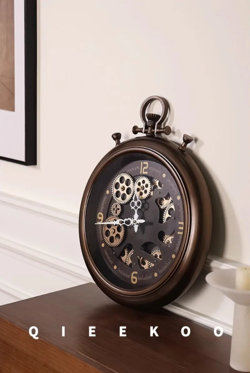 Description Picture 5 of itemEuropean Vintage Wall Clock Home Metal Gear Clock Art Decorated Living Room Dining Creative Iron Aesthetic Ornaments Accessories