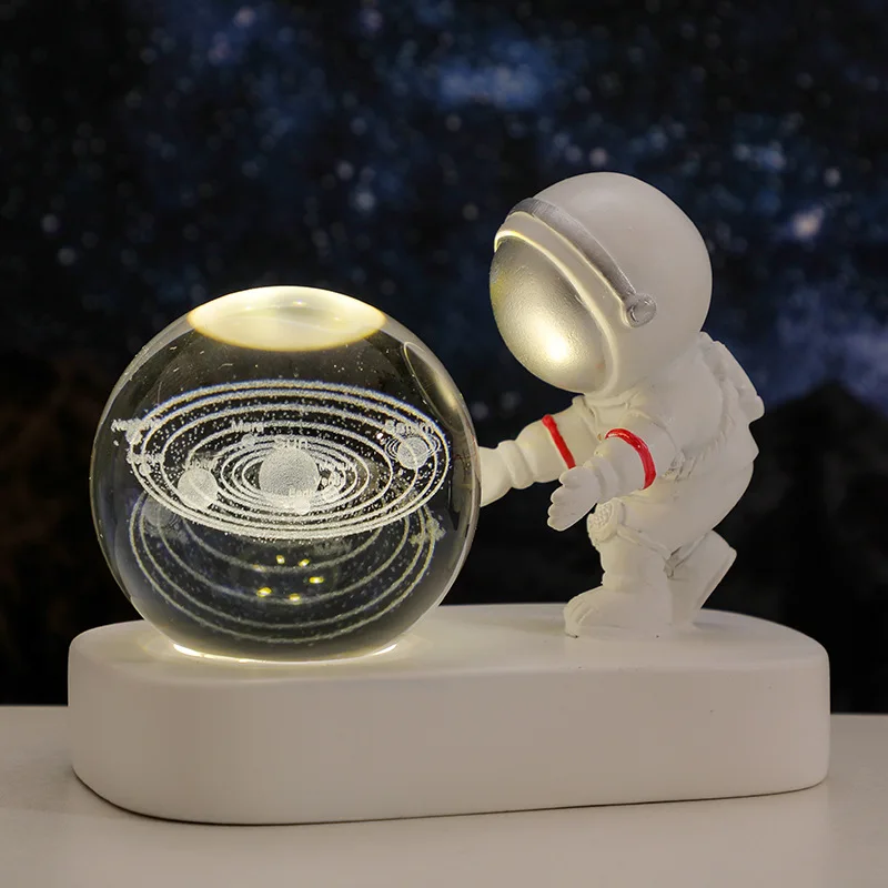 

Night Light for Children Bedroom 3D Luminous Crystal Ball Night Light Galaxy Astronaut Warm RGB Bedside Lamp USB Power Kid Gift