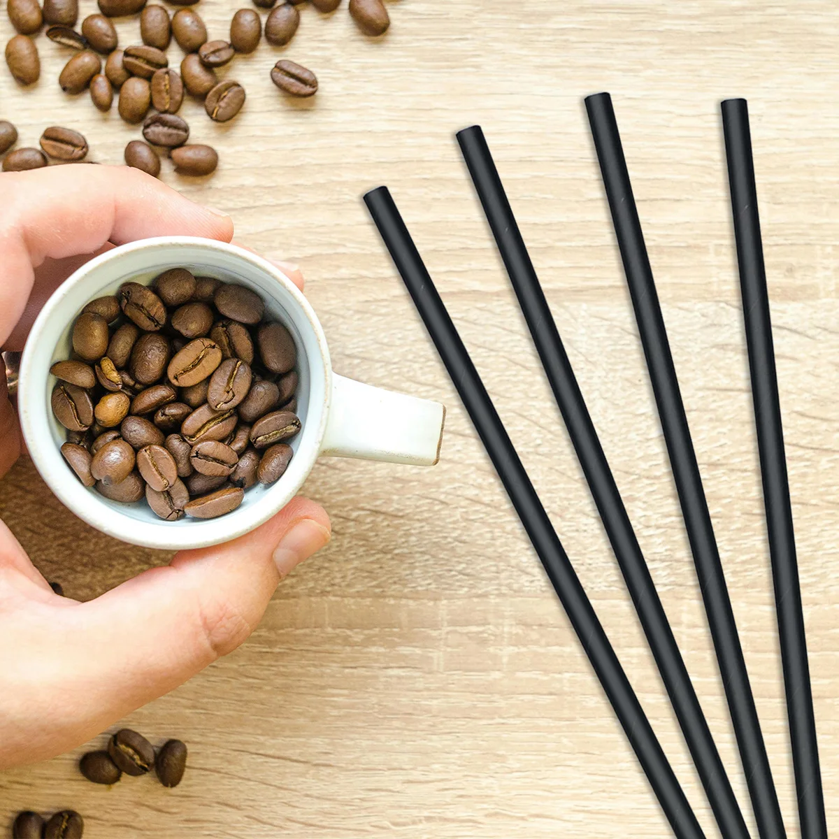 100PCS Paper Straws Biodegradable Black Paper Straws Be Used For Drinking/Decoration At Birthday/Anniversary/Wedding/Holiday