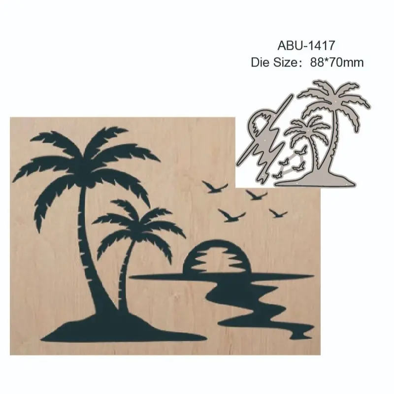 2022 New Dies Sunset Coconut Tree Gabbiano Metal Cutting Layering Die Scrapbook Die Photo Album Decorazione Fai Da Te Card Craft
