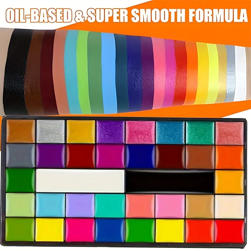 36-Color Face and Body Painting, Large Cream Face Painting Palette Set, Suitable for Halloween and Holiday Party Special Effect Costume Role-Playing Makeup 4