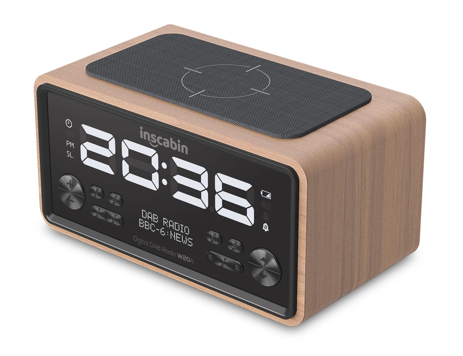 Inscabin W20 DAB/DAB+ FM Digital Radio Alarm Clock with Wireless Charging Bluetooth for Bedroom Kitchen Office bluetooth speaker