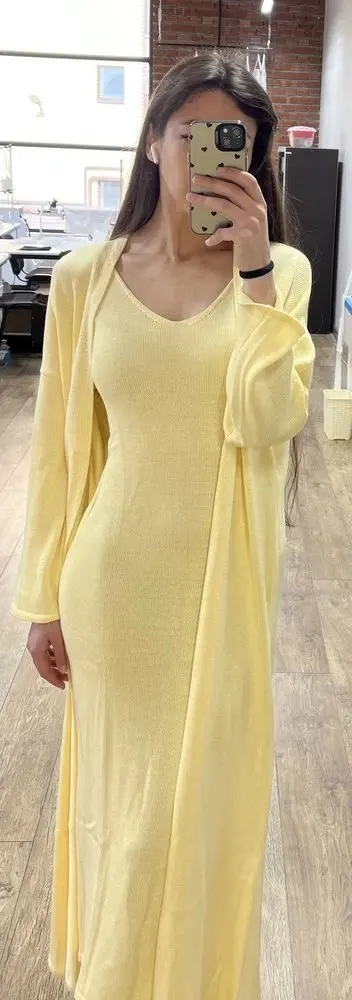 Elegant 3-Piece Women's Dress & Cardigan Set for Any Occasion photo review