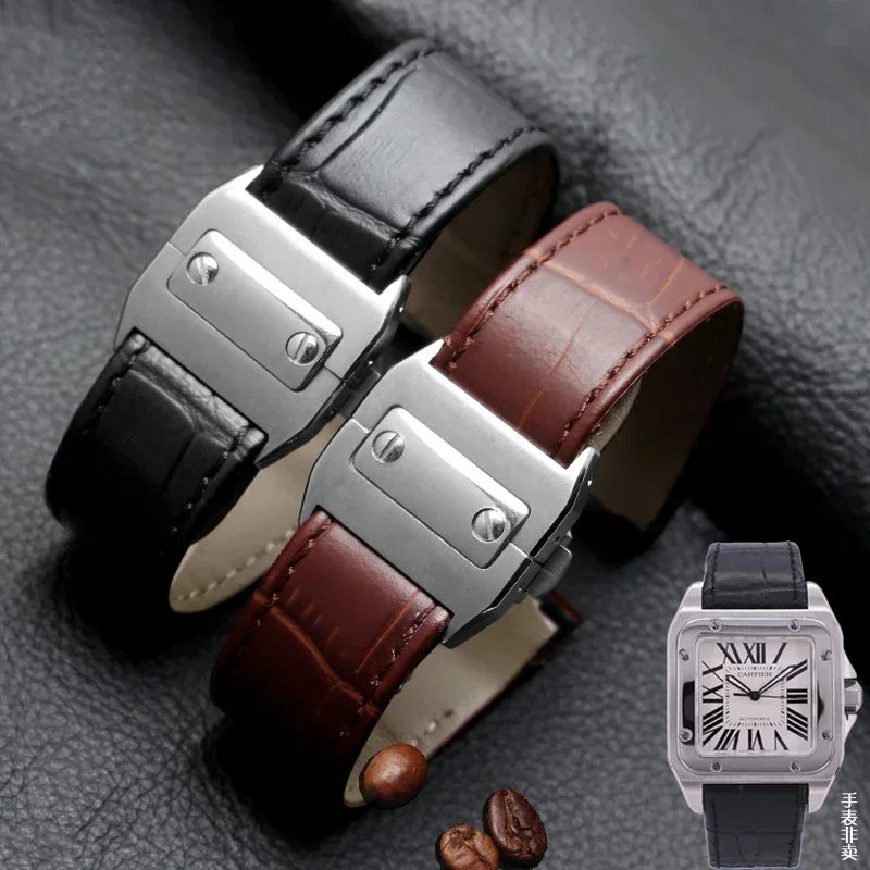 Premium Cowhide Leather Watch Band with Folding Buckle - High-Quality Strap