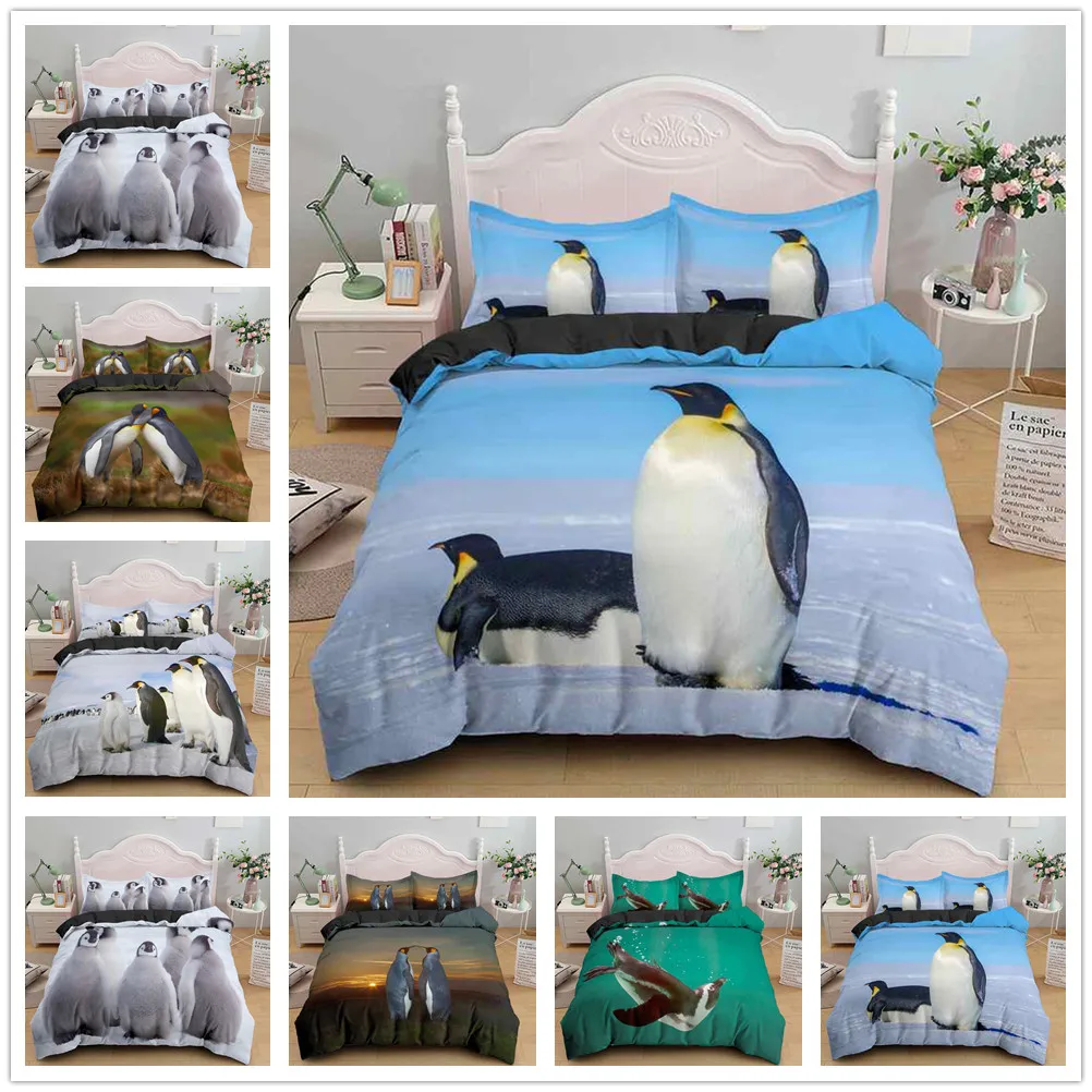 Penguins Home Textile Pillow Case 3D Bed Linen Duvet Covers Comforter Bedding Sets Set Decor |