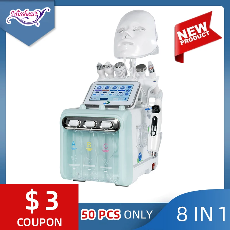 8 In 1 Hydrafacial Dermabrasion FACE MASK Water Oxygen Jet Peel Hydra