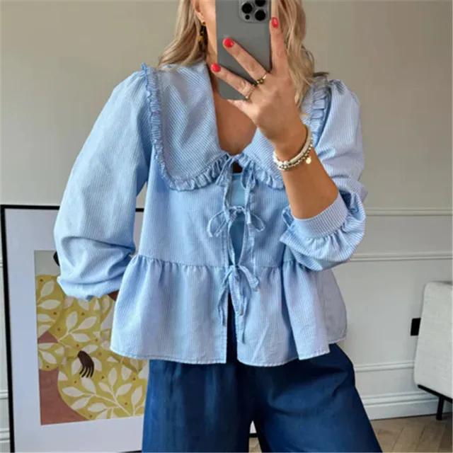 lace up ruffle top