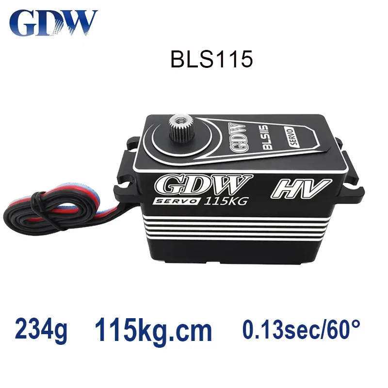 

Сервопривод GDW BLS115HV с высоким крутящим моментом, 115 кг, 1/5 сек, стальная шестерня, HV, цифровой бесщеточный двигатель для радиоуправляемого автомобиля, робота, самолета, БПЛА, модель