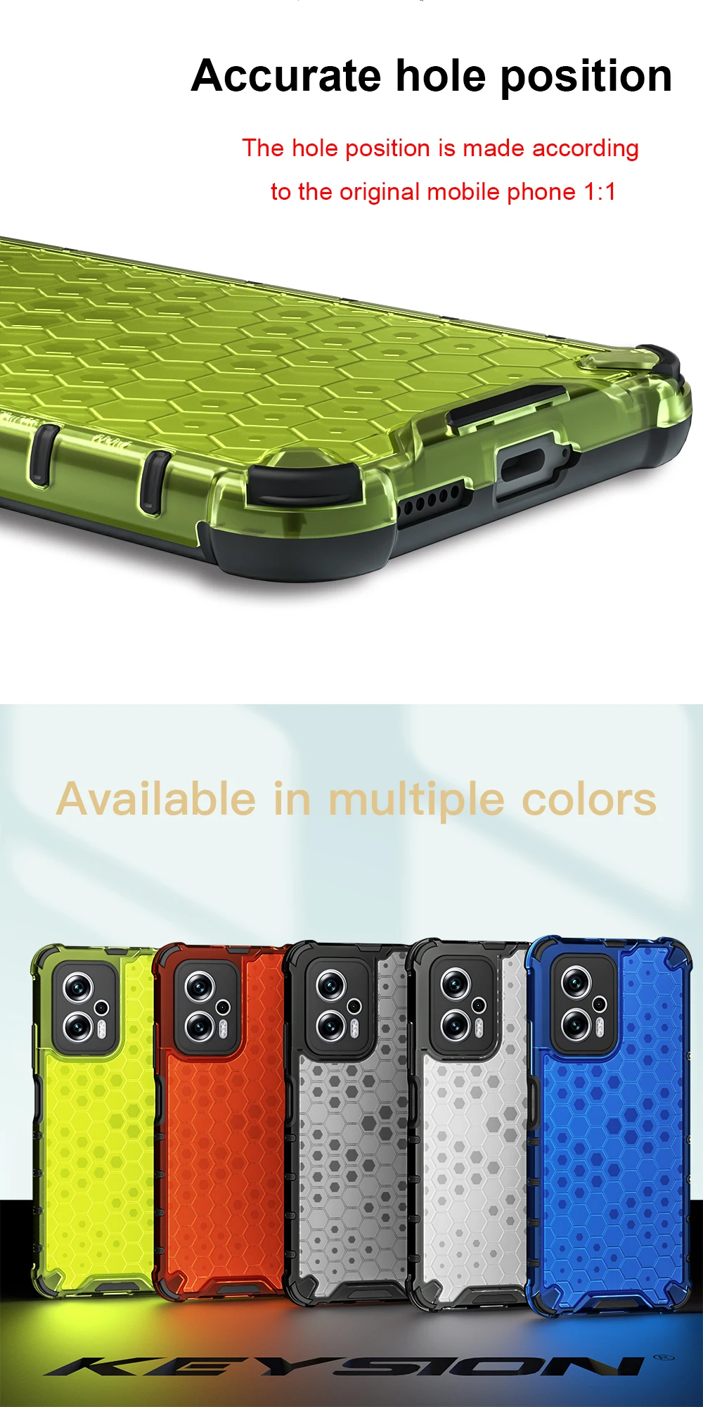 KEYSION Stoßfestes Rüstungsgehäuse für Xiaomi POCO X4 GT X4 Pro 5G Transparente Wabentelefonrückseite für Redmi Note 11T_voghion.com