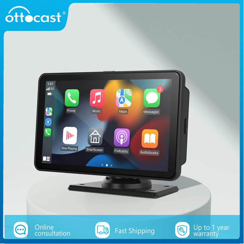 OTTOCAST Wireless CarPlay Adapter & Ottoscreen 7'' Portable Car Stereo