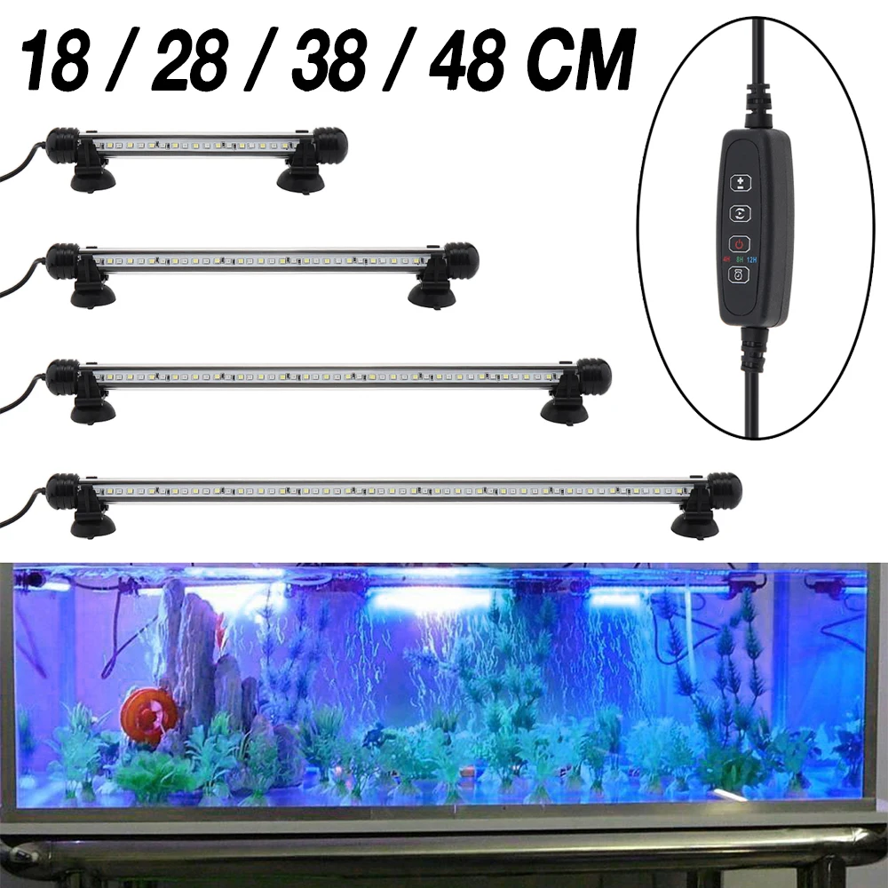 18-48cm Submersible LED Aquarium Light Fish Tank Light with Timer Auto On/Off 3 Light Mode Dimmable IP68 Aquarium Lamp winben anti gravity levitating water drop humidifier essential oil incense 600ml water tank dual humidification mode eu plug purple