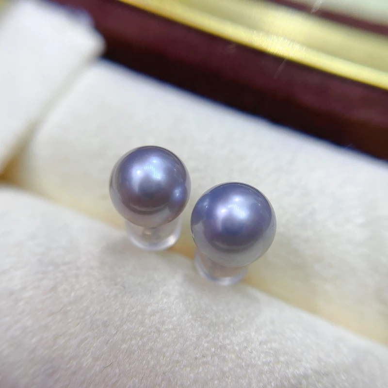 

Charming Nature Japanese Akoya 8-8.5mm Gray Pearl Stud Earring Womens Earrings Luxury Earings for Women