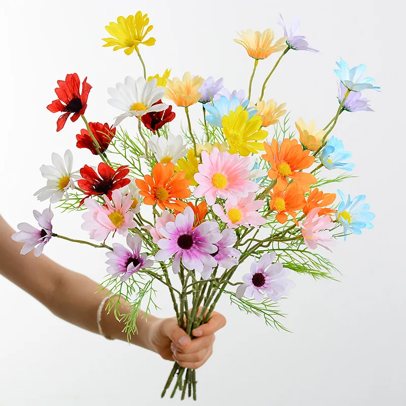 

Yannew Artificial Daisy Spring Flowers Picks Tall Forsythia Gerbera Stems for Home Floral Arrangements Indoor Room Decoration