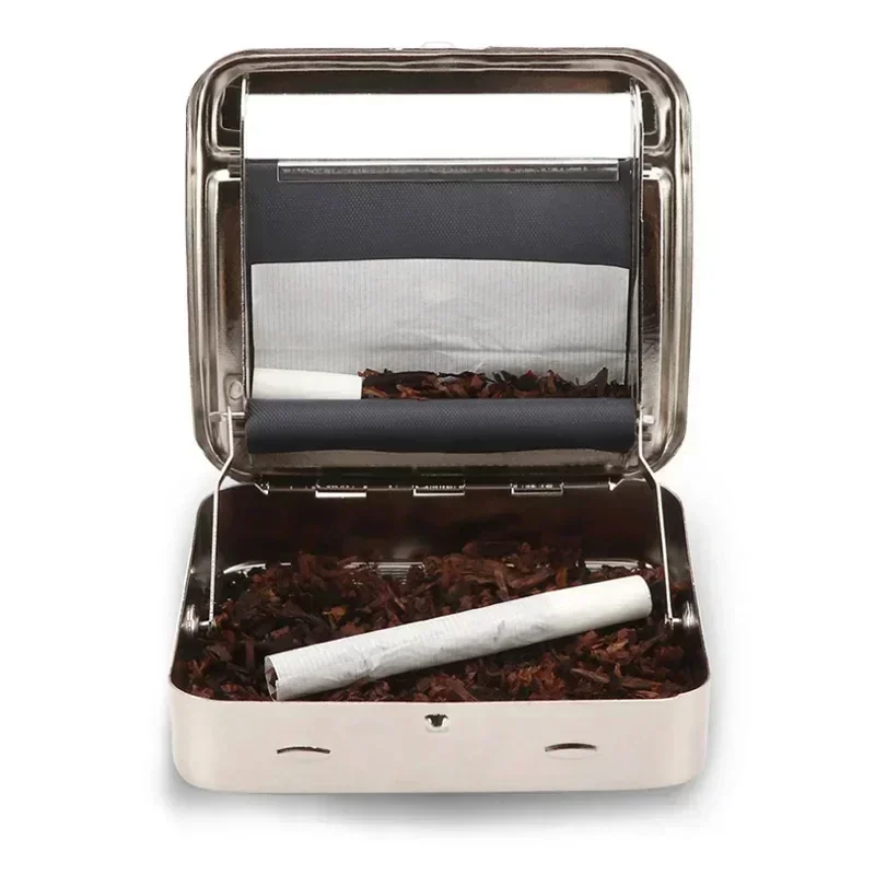 Compact Metal Cigarette Roller with Tobacco Storage - Portable Smoking Accessory