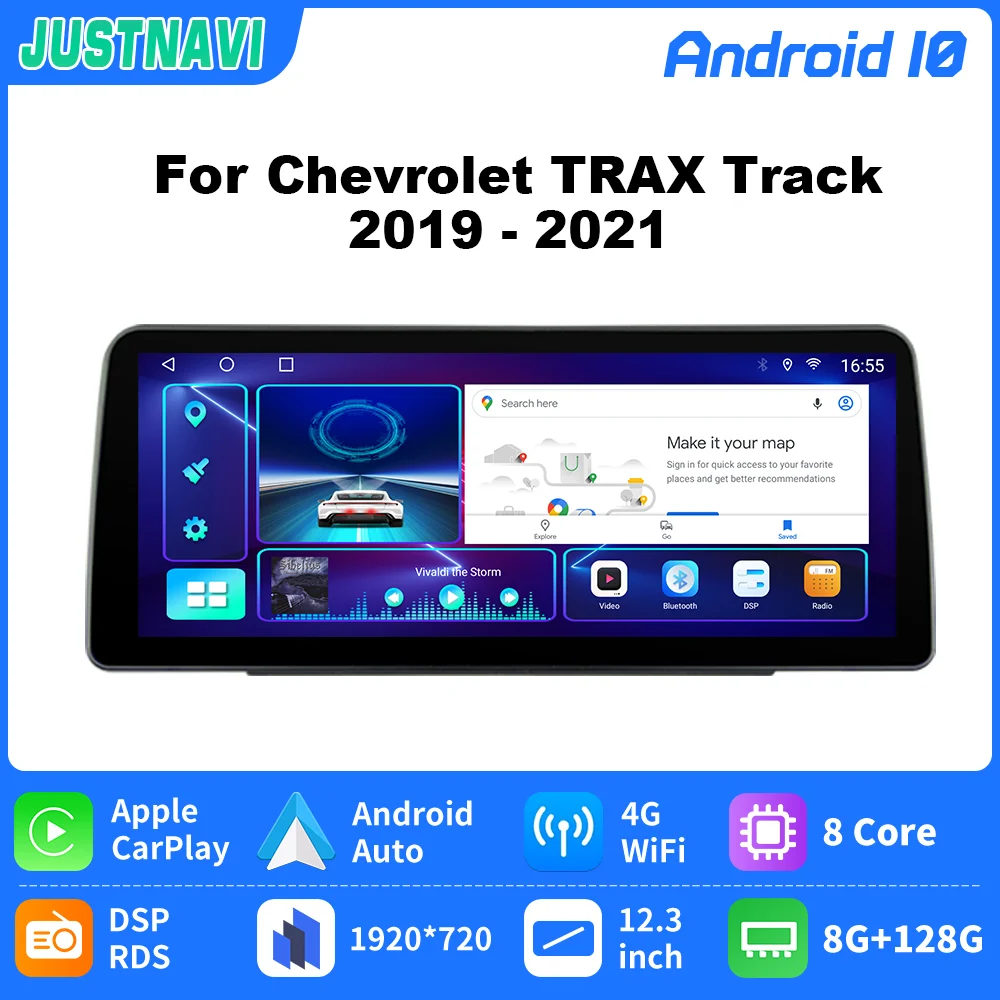 

JUSTNAVI 12.3inch 4G LTE 1920*720 Android Autoradio Car GPS Navigation Radio Stereo BT For Chevrolet TRAX Tracker 2019 2020 2021